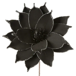 SZTUCZNY KWIAT dekoracyjny z plastycznej pianki z płatkami obrzeżonymi brokatem