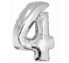 Balon foliowy Cyfra 4 srebrna 92 cm