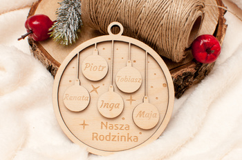 Bombka z imionami Rodzinna na BOŻE NARODZENIE ŚWIĘTA MIKOŁAJA choinkę 3D