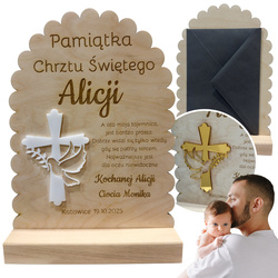 Prezent Pamiątka na Chrzest Święty Chrztu dla Chłopca Dziewczynki Grawer