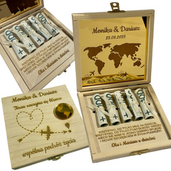 PUDEŁKO NA PIENIĄDZE ŚLUB PREZENT DREWNIANE PAMIĄTKA KARTKA WESELE GRAWER
