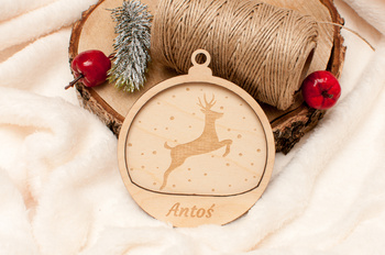 Bombka z imieniem RENIFER na BOŻE NARODZENIE ŚWIĘTA MIKOŁAJA choinkę 3D