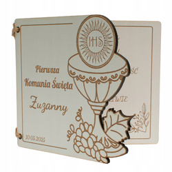 Kartka na Pierwszą Komunie Świętą prezent upominek grawer personalizowany