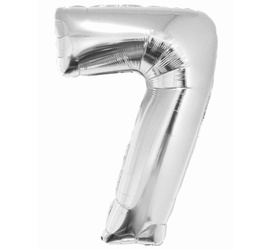 Balon foliowy Cyfra 7 srebrna 92 cm
