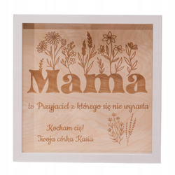 Ramka 3D z grawerem – personalizowany prezent na Dzień Mamy Drewno kwiaty