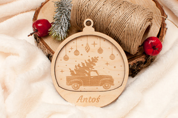 Bombka z imieniem AUTO na BOŻE NARODZENIE ŚWIĘTA MIKOŁAJA choinkę 3D